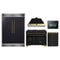 Forno 5-Piece Appliance Package - 48-Inch Dual Fuel Range, 60-Inch Convertible Refrigerator with Modern Grille Trim, Dishwasher, and 24-Inch Microwave Oven in Black with Antique Brass Trim