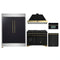 Forno 5-Piece Appliance Package - 48-Inch Dual Fuel Range, 60-Inch Convertible Refrigerator with Modern Trim, Dishwasher, and 30-Inch Microwave Oven in Black with Antique Brass Handle