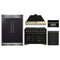 Forno 5-Piece Appliance Package - 48-Inch Dual Fuel Range, Hood, 60-Inch Convertible Refrigerator with Modern Grille Trim, Dishwasher, and 30-Inch Microwave Oven in Black with Antique Brass Trim