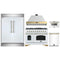 Forno 5-Piece Appliance Package - 48-Inch Dual Fuel Range, Wall Mount Range Hood, 60-Inch Refrigerator, Dishwasher, & 24-Inch Microwave Drawer in White with Antique Brass Trim