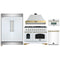 Forno 5-Piece Appliance Package - 48-Inch Antico Dual Fuel Range, Wall Mount Range Hood, 60-Inch Refrigerator, Dishwasher, & 30-Inch Microwave Oven in White with Antique Brass Handle