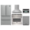 Forno 5-Piece Appliance Package - 36-Inch Dual Fuel Range, Wall Mount Range Hood, 36-Inch Refrigerator, Dishwasher, and 30-Inch Microwave Oven in Stainless Steel