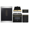 Forno 5-Piece Appliance Package - 36-Inch Dual Fuel Range, Wall Mount Range Hood, 60-Inch Convertible Refrigerator with Modern Trim, Dishwasher, and 30-Inch Microwave Drawer in Black with Antique Brass Trim