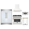 Forno 5-Piece Appliance Package - 36-Inch Dual Fuel Range, Wall Mount Range Hood, 60-Inch Refrigerator, Dishwasher, and 30-Inch Microwave Drawer in White with Antique Brass Trim