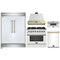 Forno 5-Piece Appliance Package - 36-Inch Dual Fuel Range, Wall Mount Range Hood, 60-Inch Refrigerator, Dishwasher, & 30-Inch Microwave Drawer in White with Antique Brass Handle