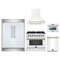 Forno 5-Piece Appliance Package - 36-Inch Dual Fuel Range, Wall Mount Range Hood, 60-Inch Refrigerator, Dishwasher, & 24-Inch Microwave Oven in White with Antique Brass Trim