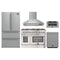 Forno 5-Piece Appliance Package - 48-Inch Dual Fuel Range, Wall Mount Range Hood, 36-Inch Refrigerator, Dishwasher, and 30-Inch Microwave Drawer in Stainless Steel
