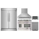 Forno 5-Piece Appliance Package - 48-Inch Dual Fuel Range, Wall Mount Range Hood, 60-Inch Refrigerator, Dishwasher, and 30-Inch Microwave Drawer in Stainless Steel
