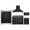 Forno 5-Piece Appliance Package - 48-Inch Dual Fuel Range, Wall Mount Range Hood, 60-Inch Refrigerator, Dishwasher, and 30-Inch Microwave Drawer in Black with Antique Brass Trim