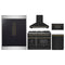 Forno 5-Piece Appliance Package - 48-Inch Dual Fuel Range, Wall Mount Range Hood, 60-Inch Refrigerator, Dishwasher, and 30-Inch Microwave Drawer in Black with Antique Brass Handle