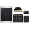Forno 5-Piece Appliance Package - 48-Inch Dual Fuel Range, Hood, 60-Inch Convertible Refrigerator with Modern Trim, Dishwasher, and 24-Inch Microwave Drawer in Black with Antique Brass Trim