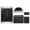 Forno 5-Piece Appliance Package - 48-Inch Dual Fuel Range, Hood, 60-Inch Convertible Refrigerator with Modern Trim, Dishwasher, and 30-Inch Microwave Drawer in Black with Antique Brass Trim