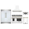 Forno 5-Piece Appliance Package - 48-Inch Dual Fuel Range, Wall Mount Range Hood, 60-Inch Refrigerator, Dishwasher, and 30-Inch Microwave Drawer in White with Antique Brass Trim