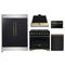 Forno 5-Piece Appliance Package - 36-Inch Gas Range, Wall Mount Range Hood, 60-Inch Convertible Refrigerator with Modern Trim, Dishwasher, and 24-Inch Microwave Drawer in Black with Antique Brass Handle