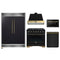 Forno 5-Piece Appliance Package - 36-Inch Gas Range, Wall Mount Range Hood, 60-Inch Convertible Refrigerator with Modern Grille Trim, Dishwasher, and 24-Inch Microwave Drawer in Black with Antique Brass Handle