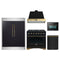 Forno 5-Piece Appliance Package - 36-Inch Gas Range, Wall Mount Range Hood, 60-Inch Convertible Refrigerator with Modern Trim, Dishwasher, and 24-Inch Microwave Oven in Black with Antique Brass Trim