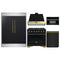 Forno 5-Piece Appliance Package - 36-Inch Gas Range, Wall Mount Range Hood, 60-Inch Convertible Refrigerator with Modern Trim, Dishwasher, and 30-Inch Microwave Oven in Black with Antique Brass Trim
