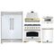 Forno 5-Piece Appliance Package - 36-Inch Antico Gas Range, Wall Mount Range Hood, 60-Inch Refrigerator, Dishwasher, & 24-Inch Microwave Drawer in White with Antique Brass Handle