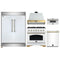 Forno 5-Piece Appliance Package - 36-Inch Gas Range, Wall Mount Range Hood, 60-Inch Refrigerator, Dishwasher, & 30-Inch Microwave Drawer in White with Antique Brass Handle
