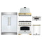 Forno 5-Piece Appliance Package - 36-Inch Gas Range, Wall Mount Range Hood, 60-Inch Refrigerator, Dishwasher, & 30-Inch Microwave Drawer in White with Antique Brass Trim