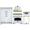 Forno 5-Piece Appliance Package - 36-Inch Antico Gas Range, Wall Mount Range Hood, 60-Inch Refrigerator, Dishwasher, & 30-Inch Microwave Drawer in White with Antique Brass Handle
