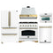 Forno Antico 5-Piece Appliance Package - 36-Inch Gas Range, 36-Inch Hood, 36-Inch Refrigerator, 24-Inch Dishwasher, & 24-Inch Microwave Oven in White with Antique Brass Trim