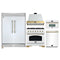 Forno 5-Piece Appliance Package - 36-Inch Antico Gas Range, Wall Mount Range Hood, 60-Inch Refrigerator, Dishwasher, & 30-Inch Microwave Oven in White with Antique Brass Handle