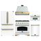 Forno Antico 5-Piece Appliance Package - 36-Inch Gas Range, 36-Inch Hood, 36-Inch Refrigerator, 24-Inch Dishwasher, & 30-Inch Microwave Oven in White with Antique Brass Trim