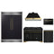 Forno 5-Piece Appliance Package - 48-Inch Gas Range, Hood, 60-Inch Convertible Refrigerator with Modern Grille Trim, Dishwasher, and 24-Inch Microwave Drawer in Black with Antique Brass Trim