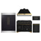 Forno 5-Piece Appliance Package - 48-Inch Gas Range, Hood, 60-Inch Convertible Refrigerator with Modern Trim, Dishwasher, and 30-Inch Microwave Drawer in Black with Antique Brass Trim