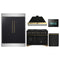 Forno 5-Piece Appliance Package - 48-Inch Gas Range, Hood, 60-Inch Convertible Refrigerator with Modern Trim, Dishwasher, and 24-Inch Microwave Oven in Black with Antique Brass Trim