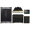Forno 5-Piece Appliance Package - 48-Inch Gas Range, 60-Inch Convertible Refrigerator with Modern Grille Trim, Dishwasher, and 24-Inch Microwave Oven in Black with Antique Brass Handle