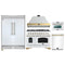 Forno 5-Piece Appliance Package - 48-Inch Antico Gas Range, Wall Mount Range Hood, 60-Inch Refrigerator, Dishwasher, & 24-Inch Microwave Oven in White with Antique Brass Handle