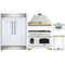 Forno 5-Piece Appliance Package - 48-Inch Antico Gas Range, Wall Mount Range Hood, 60-Inch Refrigerator, Dishwasher, & 30-Inch Microwave Oven in White with Antique Brass Handle