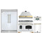 Forno 5-Piece Appliance Package - 48-Inch Antico Gas Range, Wall Mount Range Hood, 60-Inch Refrigerator, Dishwasher, & 30-Inch Microwave Oven in White with Antique Brass Trim