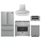 Forno 5-Piece Appliance Package - 36-Inch Gas Range, Wall Mount Range Hood, 36-Inch Refrigerator, Dishwasher, and 30-Inch Microwave Drawer in Stainless Steel