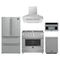 Forno 5-Piece Appliance Package - 36-Inch Gas Range, Wall Mount Range Hood, 36-Inch Refrigerator, Dishwasher, and 30-Inch Microwave Oven in Stainless Steel