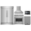 Forno 5-Piece Appliance Package - 36-inch Gas Range, Hood, Refrigerator, Dishwasher and 24-Inch Microwave Drawer in Stainless Steel