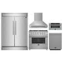 Forno 5-Piece Appliance Package - 36-inch Gas Range, Hood, Refrigerator, Dishwasher and 30-Inch Microwave Drawer in Stainless Steel