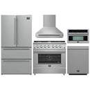 Forno 5-Piece Appliance Package - 36-inch Gas Range, Hood, Refrigerator, Dishwasher and 30-Inch Microwave Oven in Stainless Steel