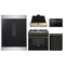 Forno 5-Piece Appliance Package - 36-Inch Gas Range, Wall Mount Range Hood, 60-Inch Convertible Refrigerator with Modern Trim, Dishwasher, and 24-Inch Microwave Drawer in Black with Antique Brass Trim