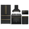 Forno 5-Piece Appliance Package - 36-inch Gas Range, Hood, Refrigerator, Dishwasher and 24-Inch Microwave Drawer in Black