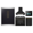 Forno 5-Piece Appliance Package - 36-inch Gas Range, Hood, Refrigerator, Dishwasher and 24-Inch Microwave Oven in Black