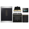 Forno 5-Piece Appliance Package - 36-Inch Gas Range, Wall Mount Range Hood, 60-Inch Convertible Refrigerator with Modern Trim, Dishwasher, and 24-Inch Microwave Oven in Black with Antique Brass Trim