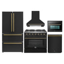 Forno 5-Piece Appliance Package - 36-inch Gas Range, Hood, Refrigerator, Dishwasher and 24-Inch Microwave Oven in Black