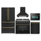 Forno 5-Piece Appliance Package - 36-inch Gas Range, Hood, Refrigerator, Dishwasher and 24-Inch Microwave Oven in Black