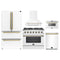 Forno 5-Piece Appliance Package - 36-inch Gas Range, Hood, Refrigerator, Dishwasher and 24-Inch Microwave Drawer in White