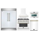Forno 5-Piece Appliance Package - 36-inch Gas Range, Hood, Refrigerator, Dishwasher and 24-Inch Microwave Oven in White