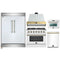 Forno 5-Piece Appliance Package - 36-Inch Gas Range, Wall Mount Range Hood, 60-Inch Refrigerator, Dishwasher, & 24-Inch Microwave Oven in White with Antique Brass Handle