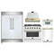 Forno 5-Piece Appliance Package - 36-Inch Gas Range, Wall Mount Range Hood, 60-Inch Refrigerator, Dishwasher, & 30-Inch Microwave Oven in White with Antique Brass Handle